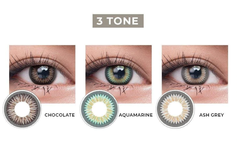 Maxi Eyes 3 Tone Natural系列彩色隐形眼镜（巧克力、灰色、碧玉蓝）