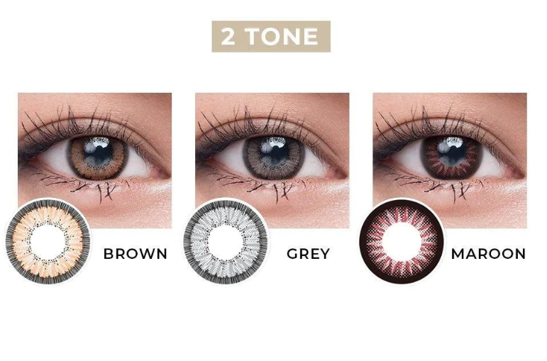 Maxi Eyes 2 Tone Natural Series 颜色隐形眼镜（棕色、灰色、酒红色）